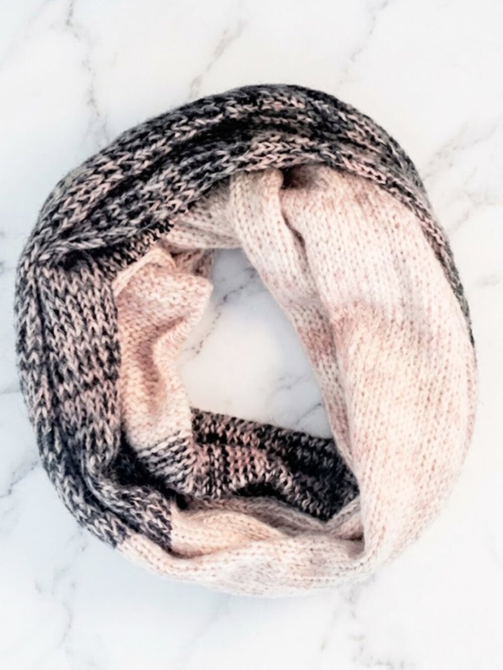 Pink and Black Infinity Winter Scarf